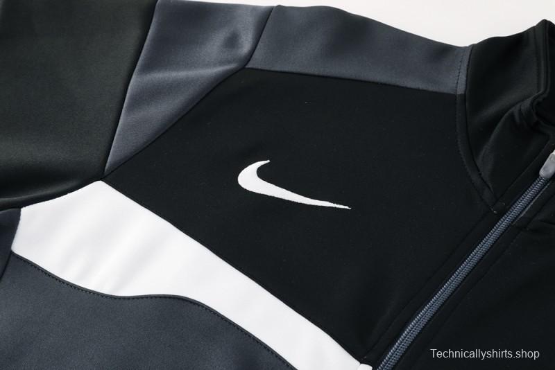 2025 Nike Black/Deep Grey Full Hoodie Zipper Jacket +Long Pants