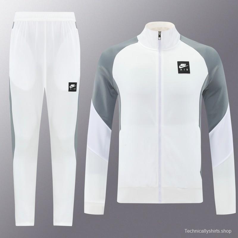 2025 NIKE WHITE/Grey Full Zipper Jacket +Long Pants