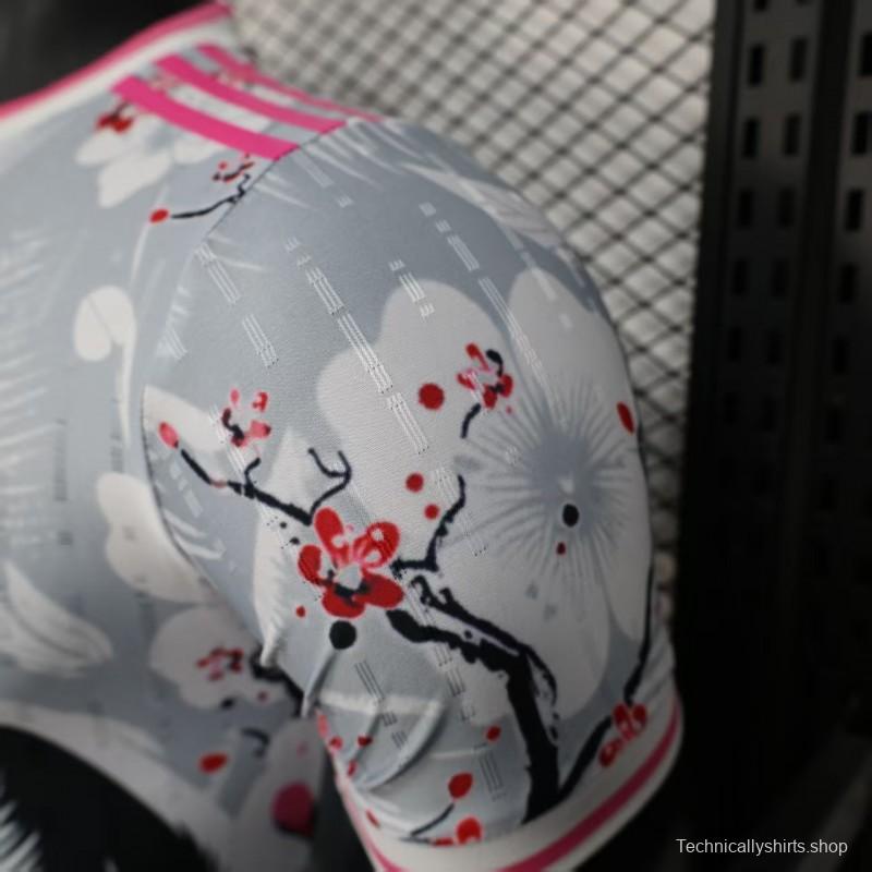 Player Version 2025 Japan White with Fox and Cherry Blossom Pattern Jersey