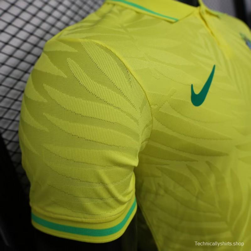 Player Version 2025 Brazil Home Yellow Classic Jersey