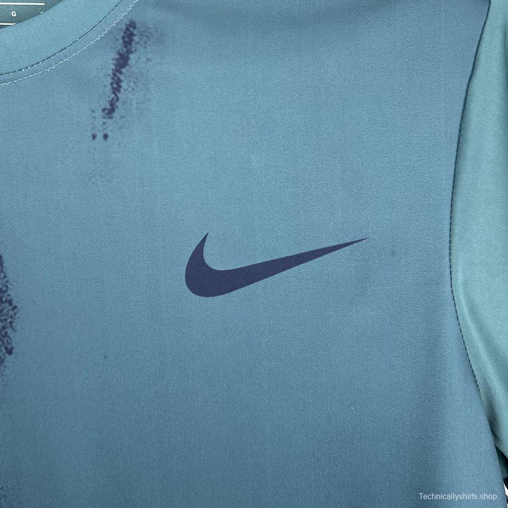 2025 NIKE Training Light Blue with Abstract Paint Brush Pattern T-Shirt #1045