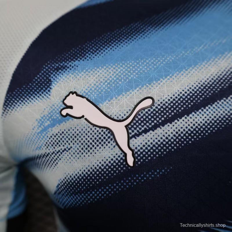 Player Version 25/26 Olympique de Marseille Blue with Gradient Wave Pattern Jersey