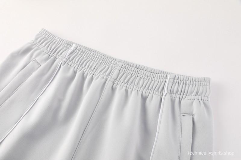 25/26 Real Madrid Grey/White Full Zipper Jacket + Long Pants