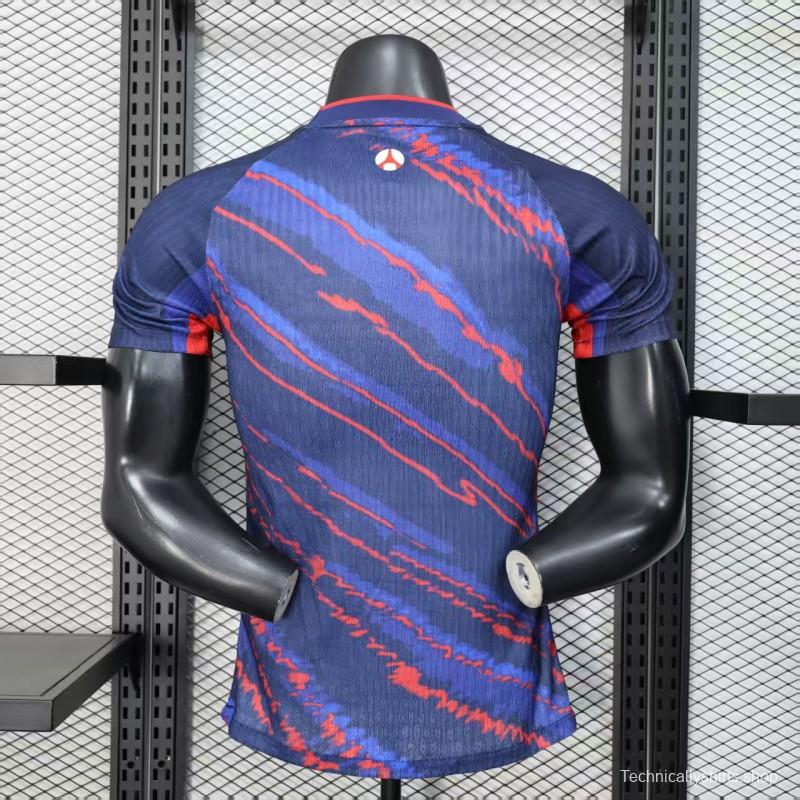 Player Version 25/26 PSG Paris Saint-Germain Blue with Red Lightning Pattern Jersey
