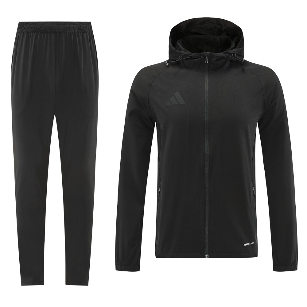 25/26 Adidas Black Hoodie Full Zipper Jacket + Long Pants