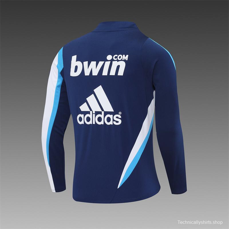 Retro 09/10 Real Madrid Royal Blue Half Zipper Jacket+Long Pants