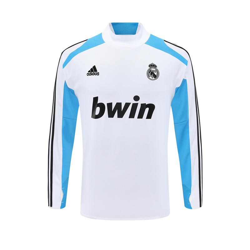Retro 12/13 Real Madrid White/Blue Half Zipper Jacket+Long Pants