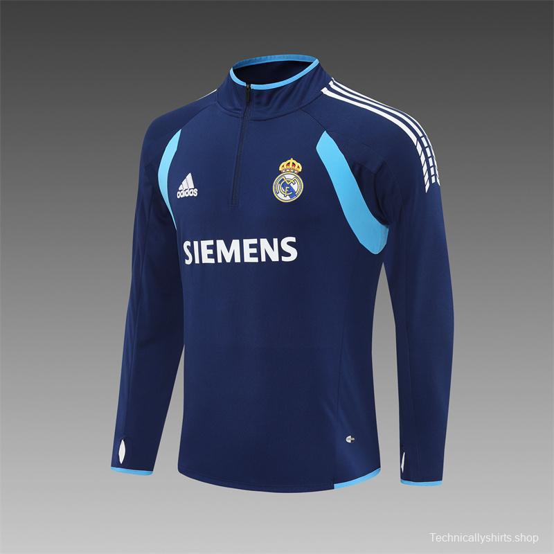 Retro 05/06 Real Madrid Royal Blue Half Zipper Jacket
