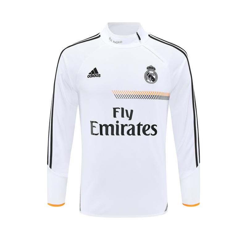Retro 13/14 Real Madrid White Half Zipper Jacket+Long Pants