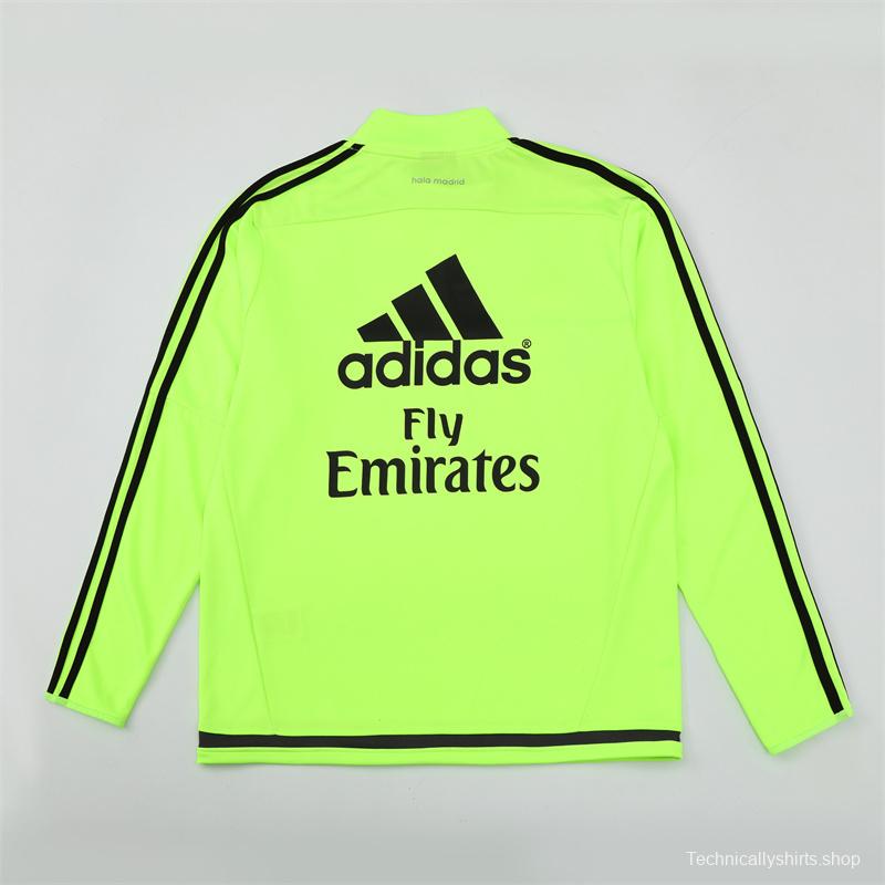 Retro 15/16 Real Madrid Fluorescent Green Half Zipper Jacket