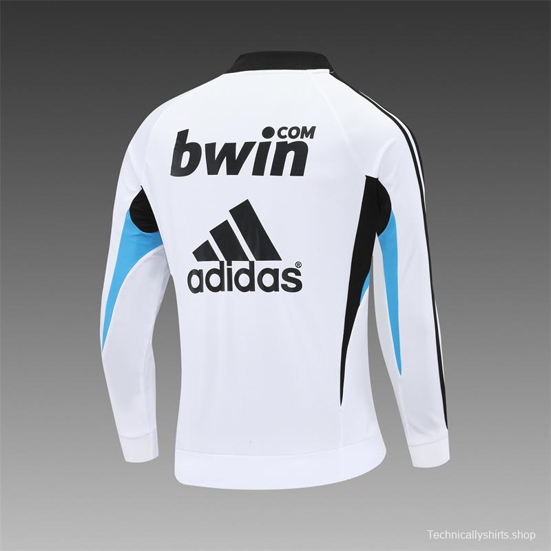 Retro 08/09 Real Madrid White Half Zipper Jacket+Long Pants