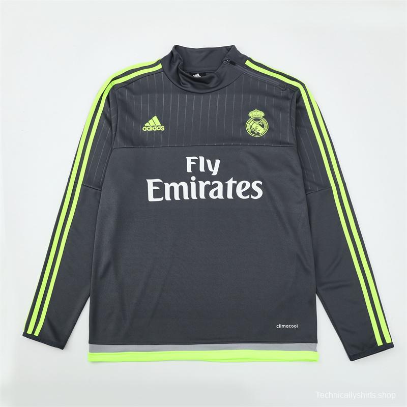Retro 15/16 Real Madrid Dark Grey Half Zipper Jacket