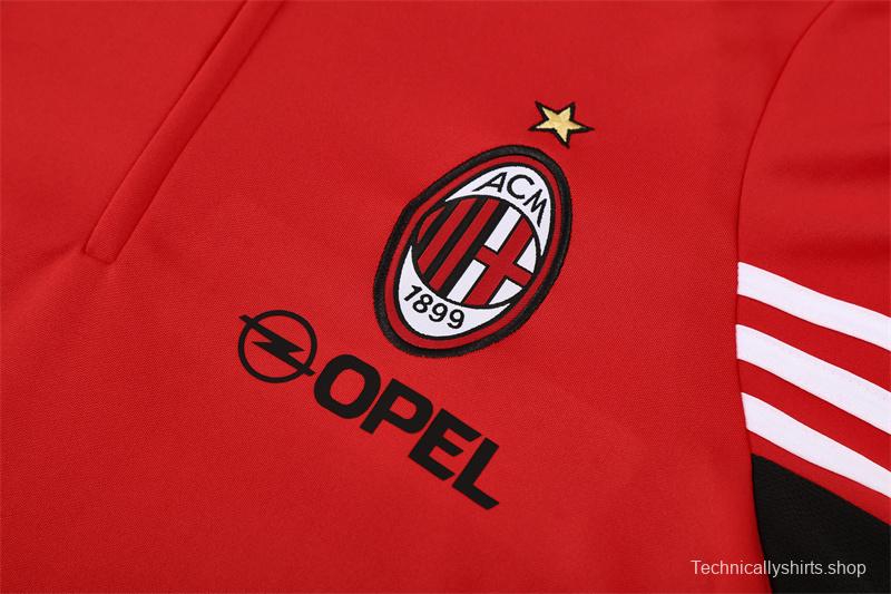 Retro 03/04 AC Milan Red Half Zipper Jacket+Long Pants