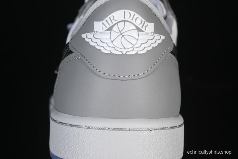 Dior Air Jordan 1 Low White Grey Collaboration Low-Top Sneakers - CN8608-002