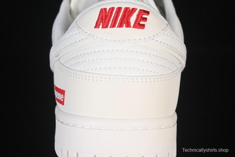 Nike SB Dunk Low Supreme Collaboration Off-White Red Swoosh Low-Top Casual Skate Shoes - CS1688-109