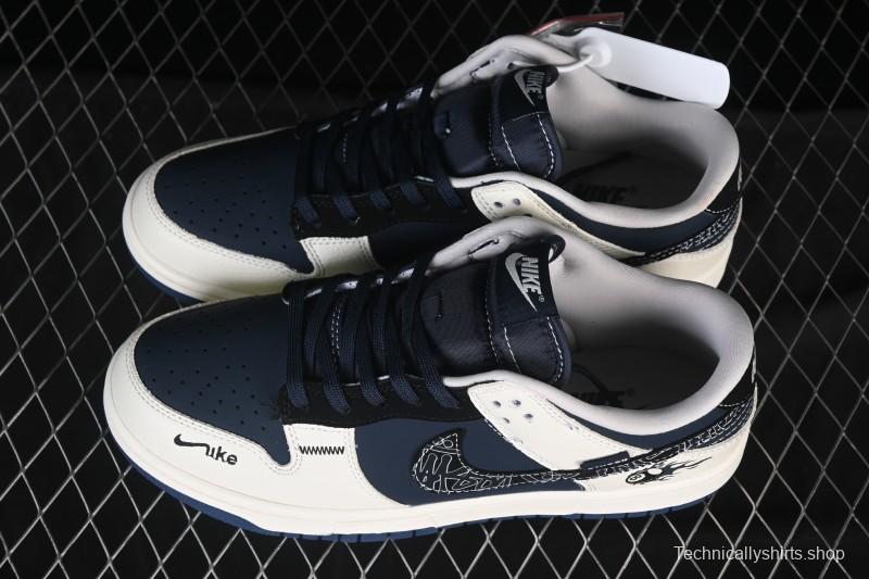 Nike SB Dunk Low Stussy Collaboration Light Grey Black 8th Anniversary Custom Low-Top Casual Skate Shoes - SR2025-001