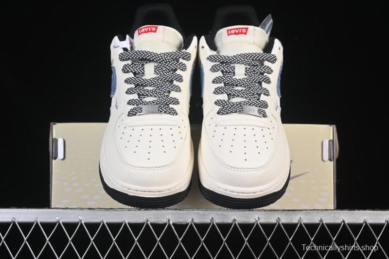 Nike Air Force 1 '07 Low Levi's Collaboration Light Blue Denim Four Swoosh Casual Sneakers - QW5606-261
