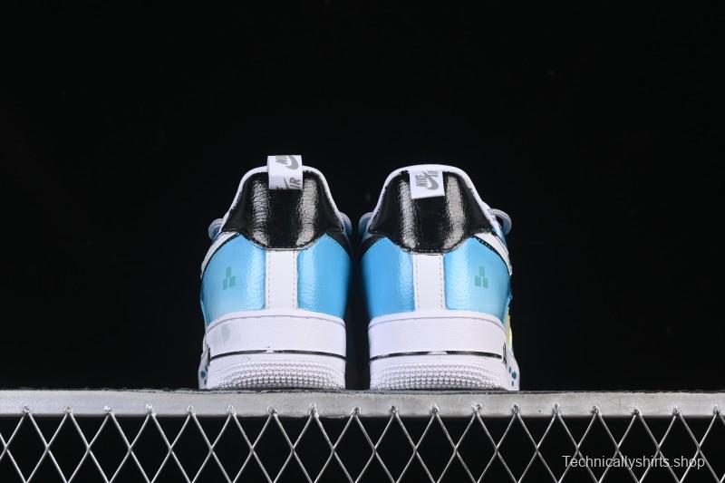 Nike Air Force 1'07 Low Hand-drawn Graffiti Electric Blue Tone Casual Sneakers - FB8917-300