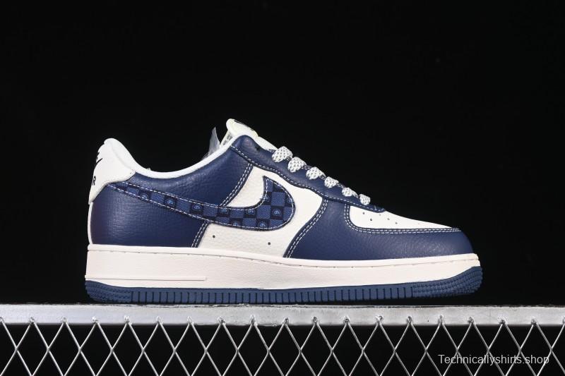 Nike Air Force 1 '07 Low LV Collaboration Navy Blue Cashew Flower Casual Sneakers - JP8028-009