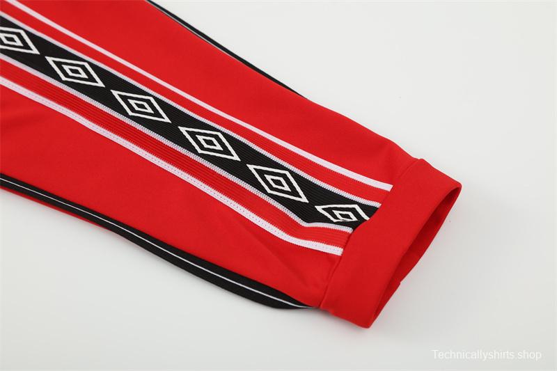 Retro 98/99 Manchester United Black Half Zipper Jacket+Long Pants