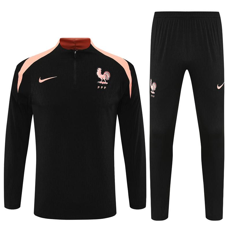 Player Version 25/26 France Black Half Zipper Jacket+Long Pants