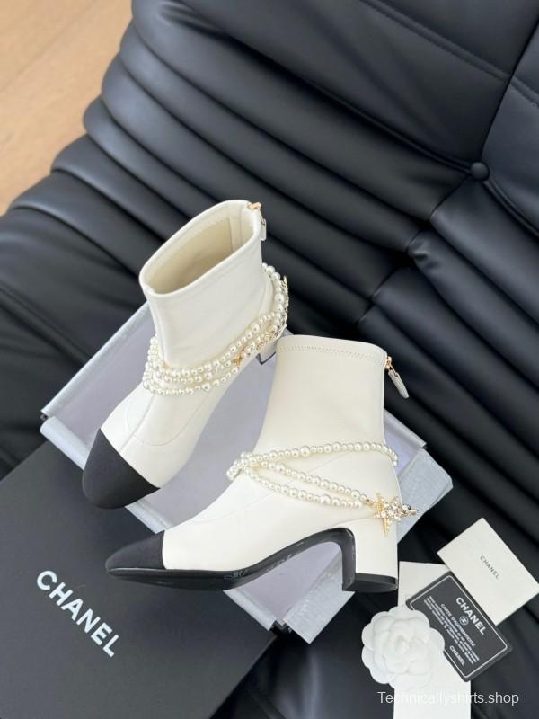 Chanel 2025/SS Haute Couture Pearl Collection Mary Jane Ankle Boots - LY00360