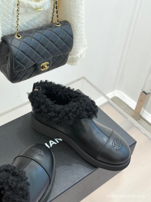 Chanel 2025/SS Double C Color-Block Shearling Snow Boots - KFY00270
