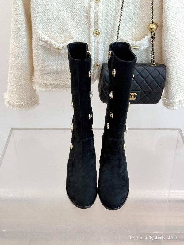 Chanel 2025/SS 25K Double C Metal Buckle High Heel Boots - KFY00530