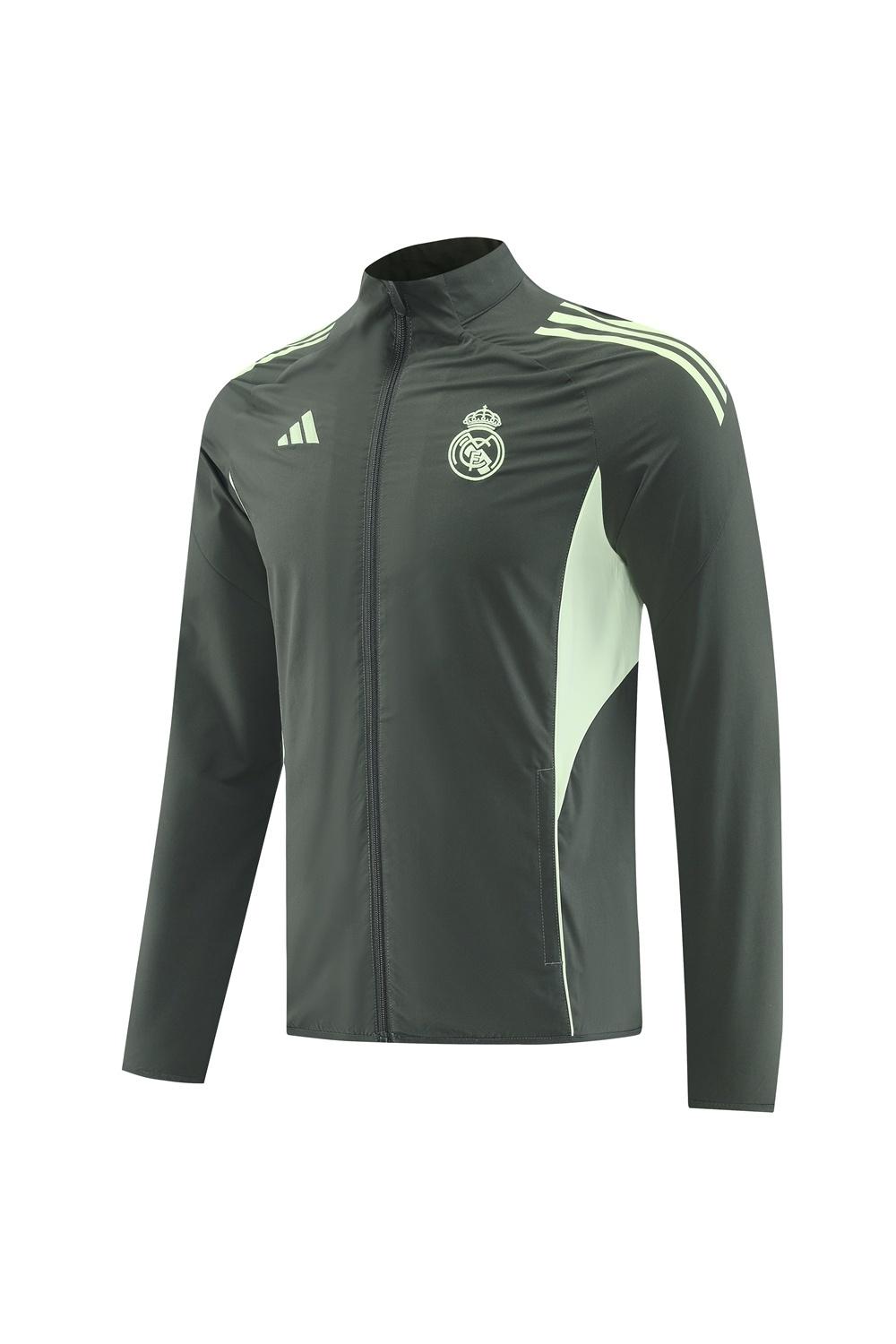 25/26 Real Madrid Dark Green Half Zipper Jacket+Long Pants S-3XL