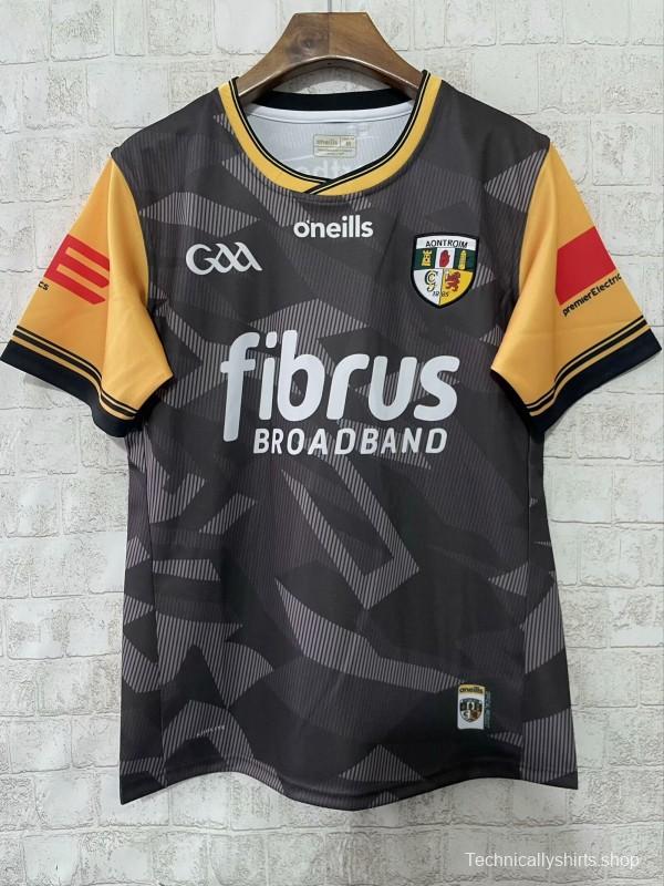 25/26 Antrim GAA Black with Amber and Red Sleeves Jersey