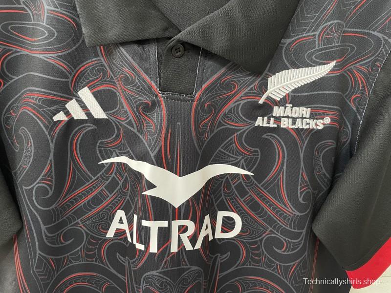 2026 Māori All Blacks Black with Māori Tiki Carving Jersey