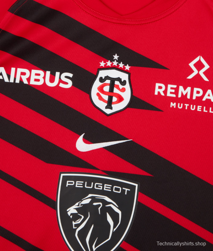 25/26 Stade Toulousain Red with Black Diagonal Stripes Jersey