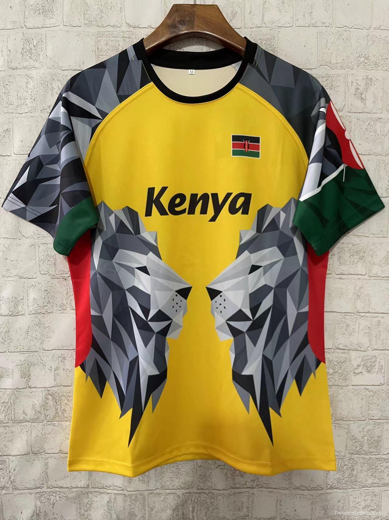 2026 Kenya Yellow Geometric Lion Jersey