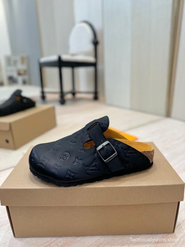 Louis Vuitton Louis Vuitton × BIRKENSTOCK Collaboration Boston Closed-Toe Soft Sole Mule Slippers - KFY00300
