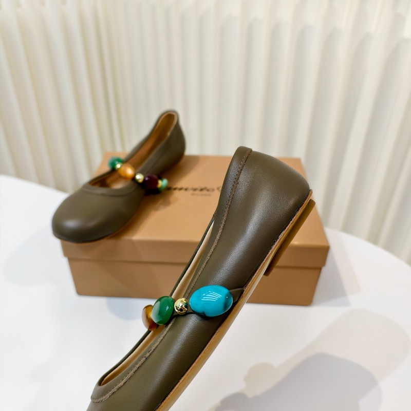 Gianvito Rossi Bohemian Style Turquoise Flat Ballet Shoes - LY00320