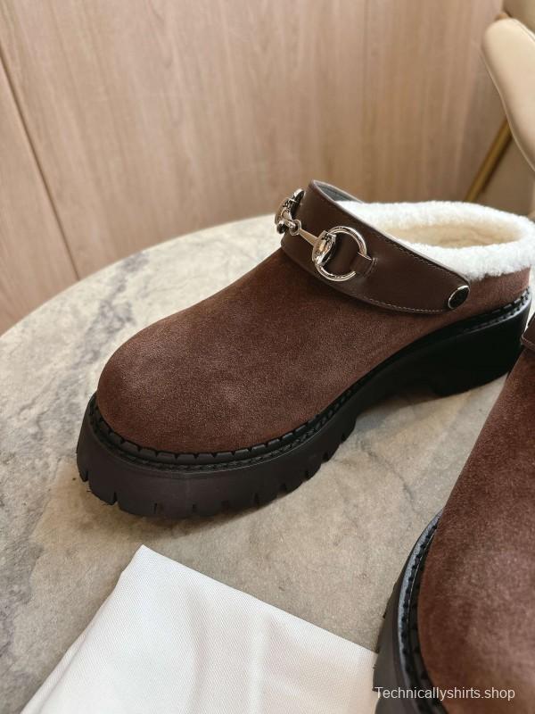 Gucci Shearling Mule with Horsebit Detail - LY00320