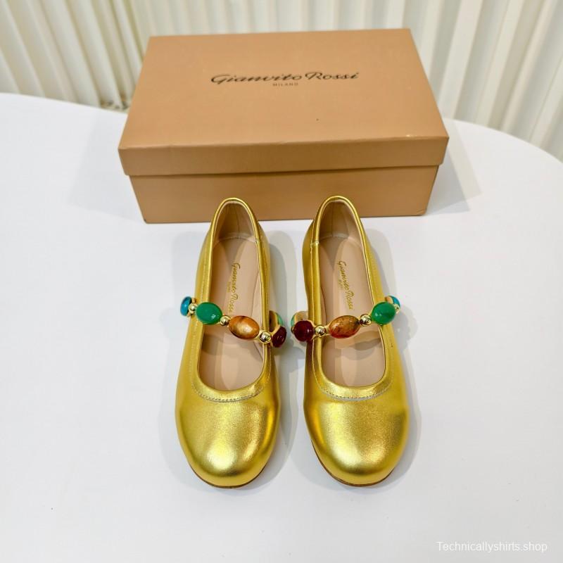 Gianvito Rossi Bohemian Style Turquoise Flat Ballet Shoes - LY00320