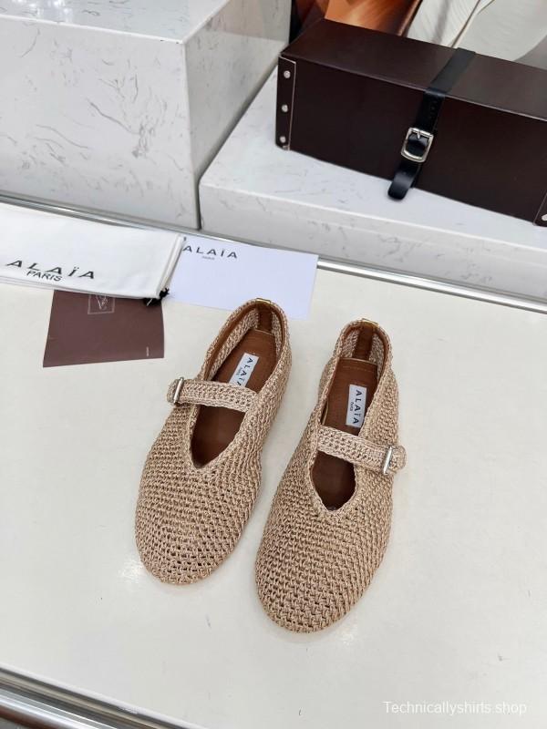 Alaia 2025/SS Knit Ballet Dance Shoes with Inner Height Increase - LY00310