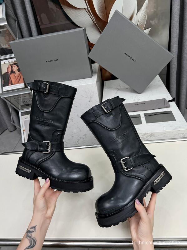 Banciga Paris 25FW Venom Mid-Calf Boots Punk Motorcycle Style with Buckle and Thick Sole - LY00480