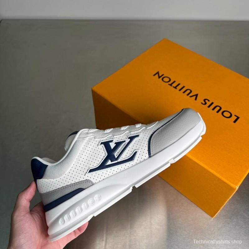 Lv Classic Leather Round Toe Lace-Up Low Top Casual Shoes - YC