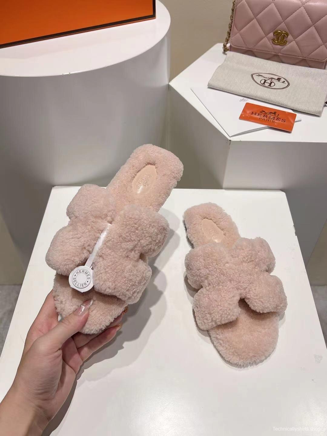 Hermès Teddy Wool Flat Slippers for Autumn/Winter - LY00240