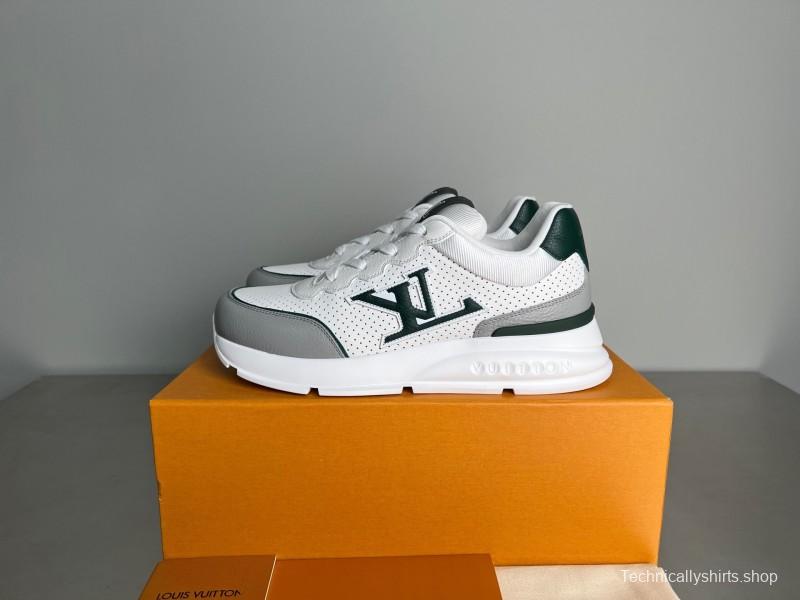 Lv Classic Leather Round Toe Lace-Up Low Top Casual Shoes - YC