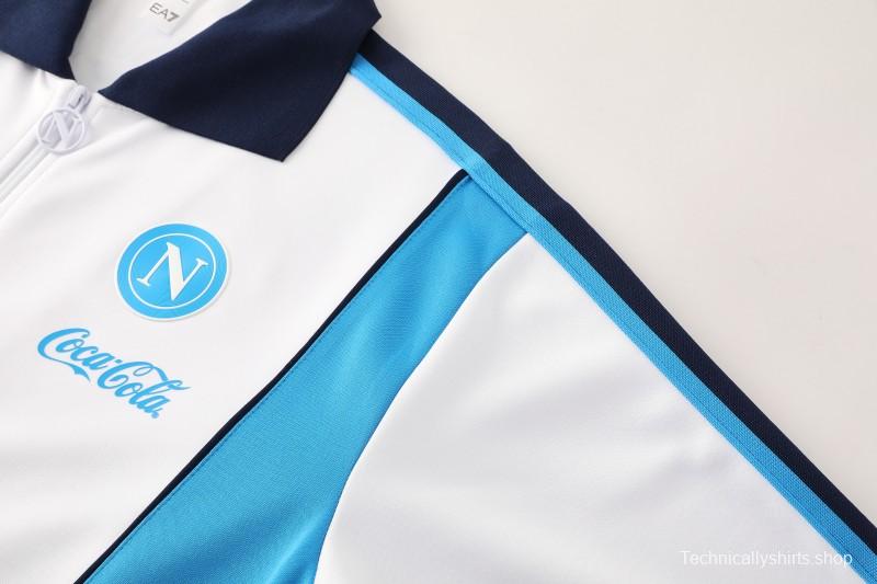 25/26 SSC Napoli White  Full zipper Jacket Tracksuit+ long pants