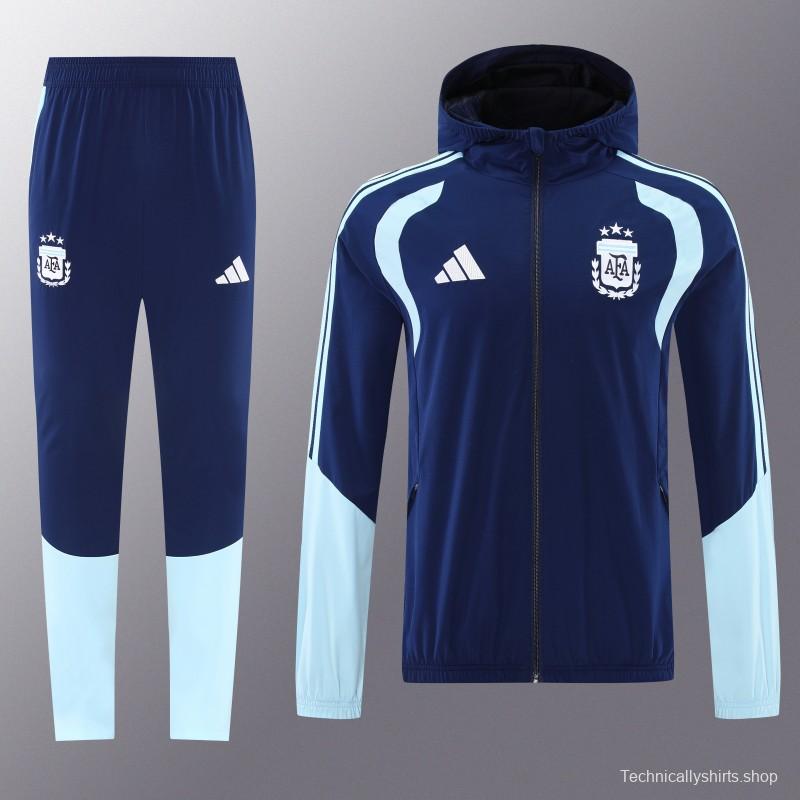 2026 Argentina Navy Blue Full Zipper Jacket + Long Pants