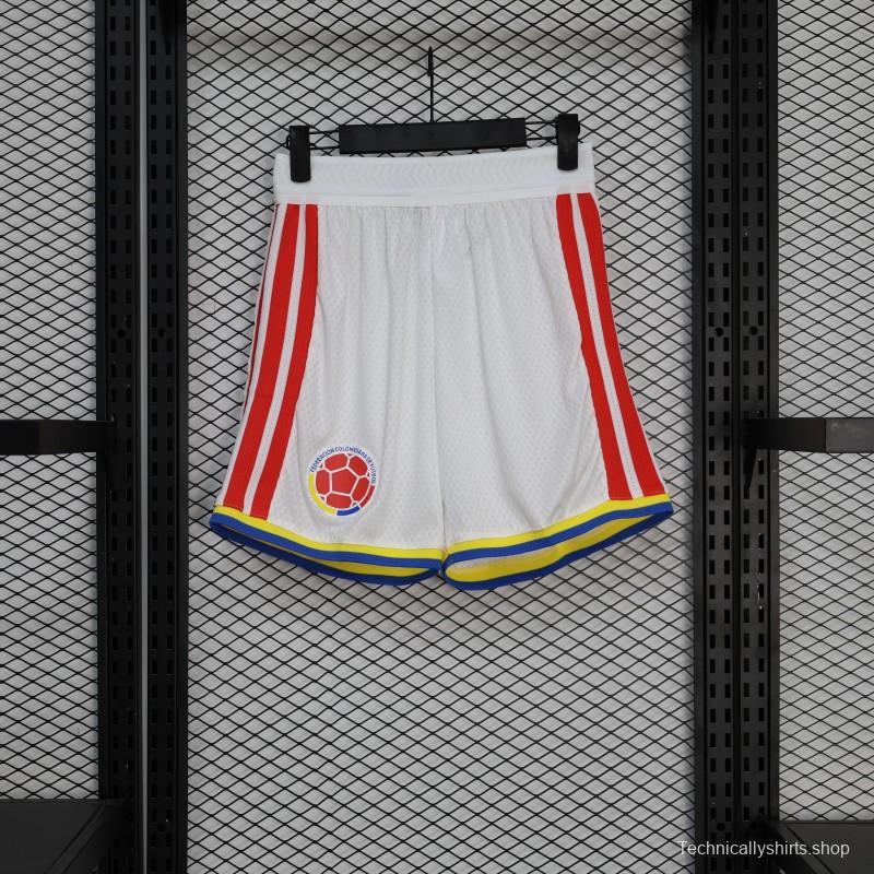 2026 Player Version Colombia White with Red Side Stripes Shorts