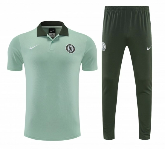 26/27  Chelsea Light Green Polo Training Shirt + Long Pants Tracksuit