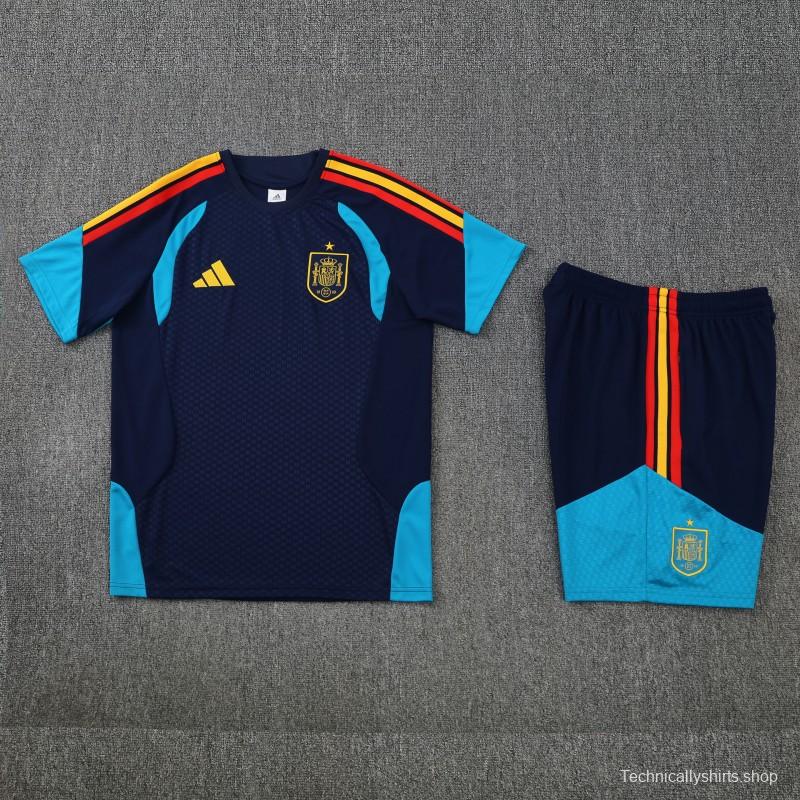 26/27 Spain Navy Blue Short Sleeve+Soccer Shorts