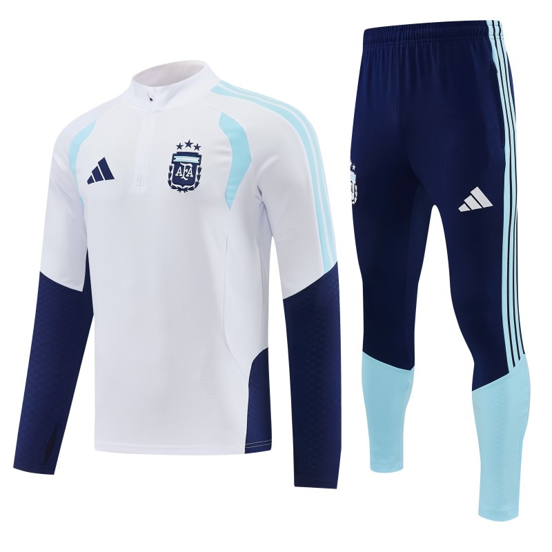26/27 Argentina White Half Zipper Jacket  Tracksuit + Long Pants