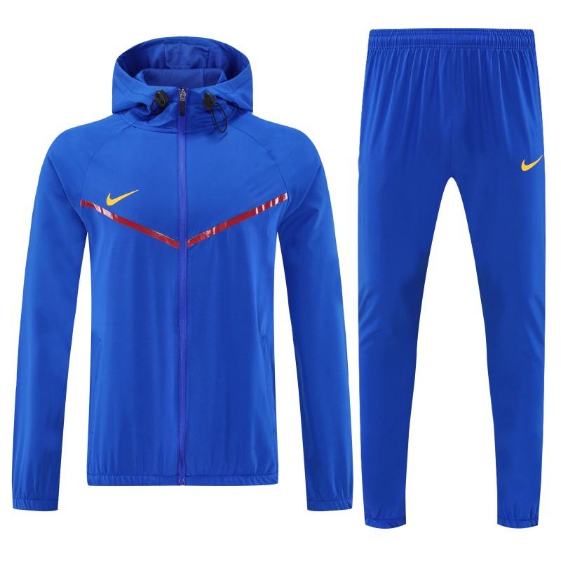 26/27 Nike Blue Full Zipper Hooded Jacket Tracksuit + Long Pants