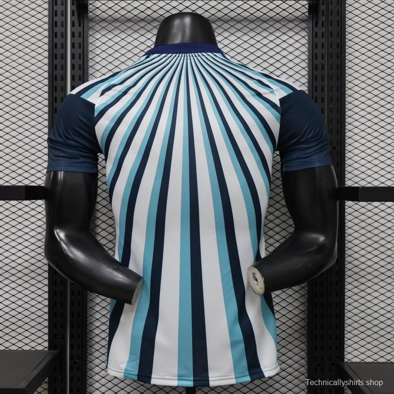 Player Version 2026 Argentina White Light Blue Dark Blue Radial Stripe Special Edition Jersey